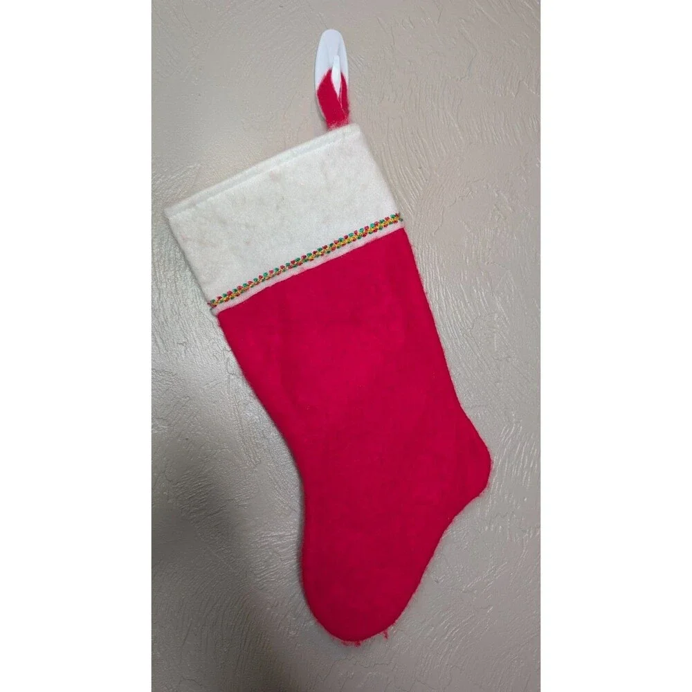 Vintage Rennoc 1982 Red White Santa Sleeping Child Felt Stocking